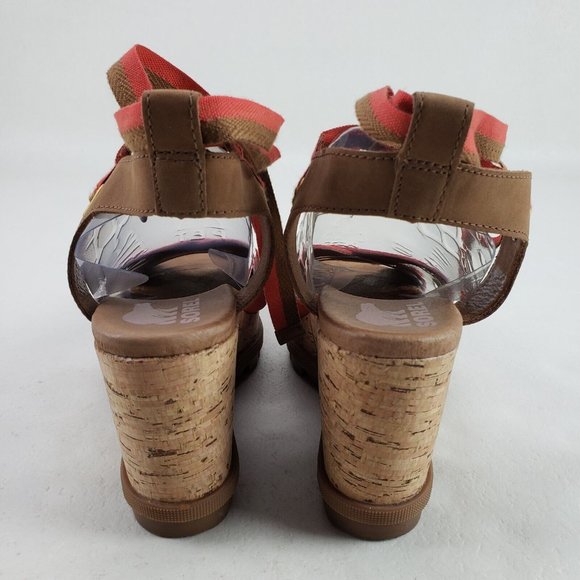 Sorel Orange and Brown Ankke Wrap Sandals 8 - Picture 8 of 13